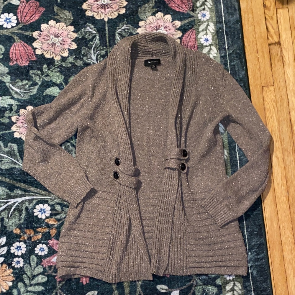 AB Studio Tab Front Ribbed Cardigan with Button Accents Size Medium